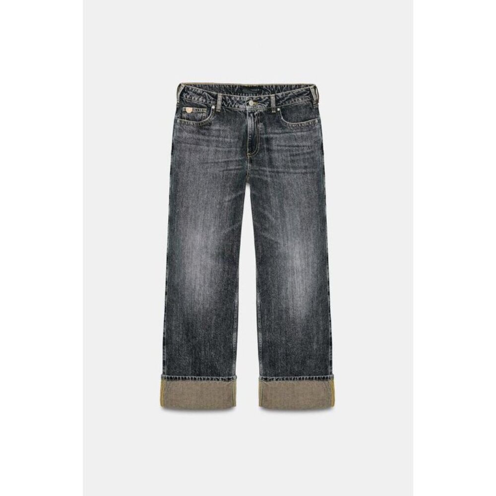 ZARA Z1975 STRAIGHT JEANS WITH TURN-UP HEMS
